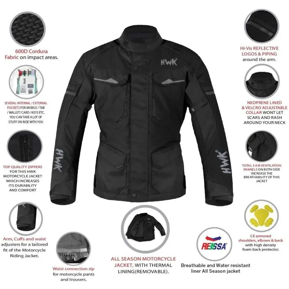 HWK Black Motorcycle Jacket Size S